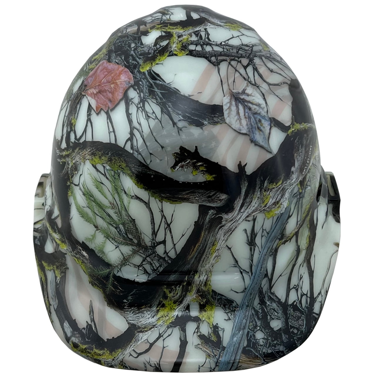 American Camo Hydro Dipped GLOW IN THE DARK Hard Hats Cap Style with 4 Pt Suspension