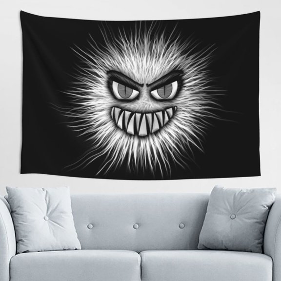 Monster Virus Evil Tapestry, Fangs Eyes Wall Hanging Tapestries Dorm Room Home Decor, 60" x 40"