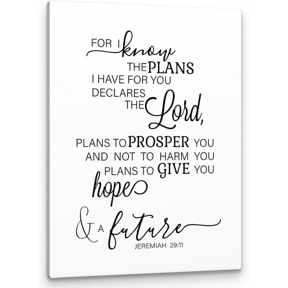 Jeremiah 29 11 Wall Art, Christian Jeremiah 29:11 For I Know The Plans I Have For You Wall Art, Bible Verse Scripture Print Framed Canvas Painting Christian Prayer Room Office Decor（11x14 Inch）（White）
