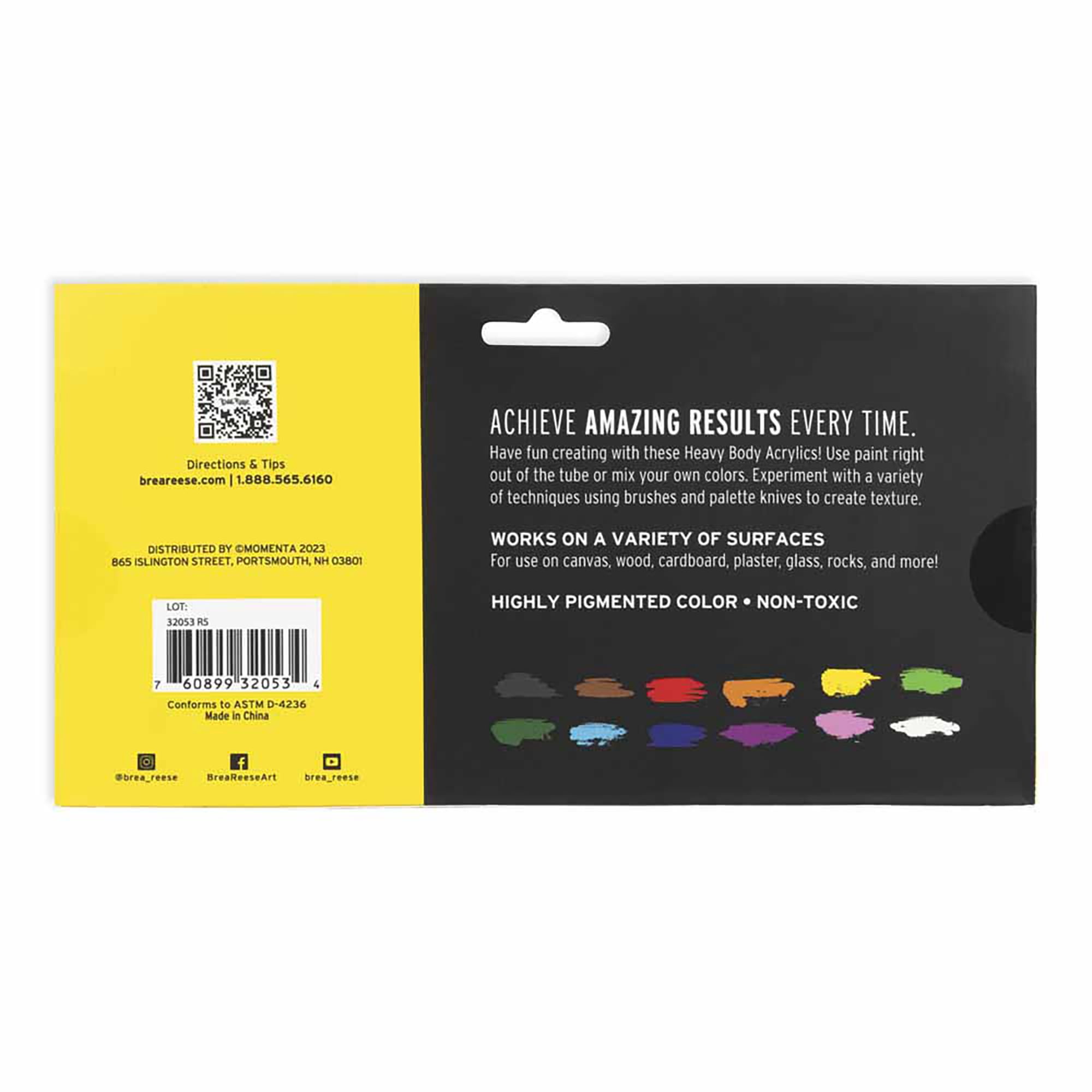 Professional Heavy Body Acrylic Paint Set - Classic Colors - 12 Tubes