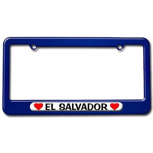 El Salvador Love with Hearts License Plate Tag Frame, Multiple Colors