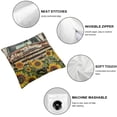 thumbnail image 4 of SHANXI  Fall Country Roads Take Me Home Decorative Farmhouse Throw Pillow Cover, Spring Summer Autumn Watercolor Sunflower Truck Cushion Case 18x18in, 4 of 5