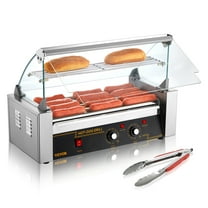 BENTISM Electric 12 Hot Dog 5 Roller Grill Cooker Machine Backsplash & Shelf 750W