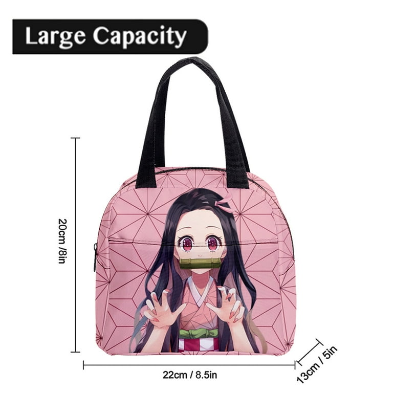 67PCS Demon Slayer Nezuko Lunch Bags Tote Bag with Bento Box for