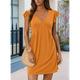 thumbnail image 2 of Vestido Tipo Chaleco Holgado con Escote en V Profundo, Plisado y Mangas de para Mujer, Color Naranja, Talla XXL, 2 of 6