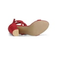 thumbnail image 5 of BLISSFUL STEP Women's Shoes Lace Up Chunky Heels Open Toe Faux Suede Sandals Red 9.5, 5 of 8