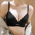 thumbnail image 4 of Ohufall Womens Wirefree Bras Solid Color Lace Trim Deep V Bra Fine Strap Fashion Everyday Underwear, 4 of 5