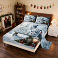 thumbnail image 2 of Manfei Snowman Queen Sheets Snow Queen Sheet Sets, Blue Silver 4-Piece (1 Flat Sheet, 1 Fitted Sheet and 2 Pillowcases), 2 of 6