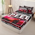 thumbnail image 2 of Castle Fairy Bold Red Sports Car Zipper Twin Comforter Sets with Fitted Sheet and 2 Pillowcases,Vivid Speedometer Tire Zipper Bedding Set,Red Black White,4-Piece,Black Reversible, 2 of 6