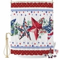 thumbnail image 2 of Independence Day Shower Curtain, 72" x 72", American Flag Eucalyptus Leaf Red Blue Stars Waterproof Bathroom Curtain Washable Shower Curtain Set with 12 Hooks, 2 of 9