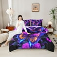 thumbnail image 4 of Castle Fairy Flying Butterflies Full Size Comforter Sets 3-Piece for Female Men,Chic Floral Rose Bedding Comforter Set,Starry Sky Lightweight Bedding Sets,Luxury Bedroom Decor,Reversible, 4 of 8