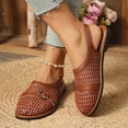 thumbnail image 5 of Samdudou Womens Casual Shoes Closed Toe Slingback Woven Faux Leather Upper Adjustable Strap Vintage Metallic Buckle Detail Flat Sole Daily Walking Dressy Summer Footwear, 5 of 7