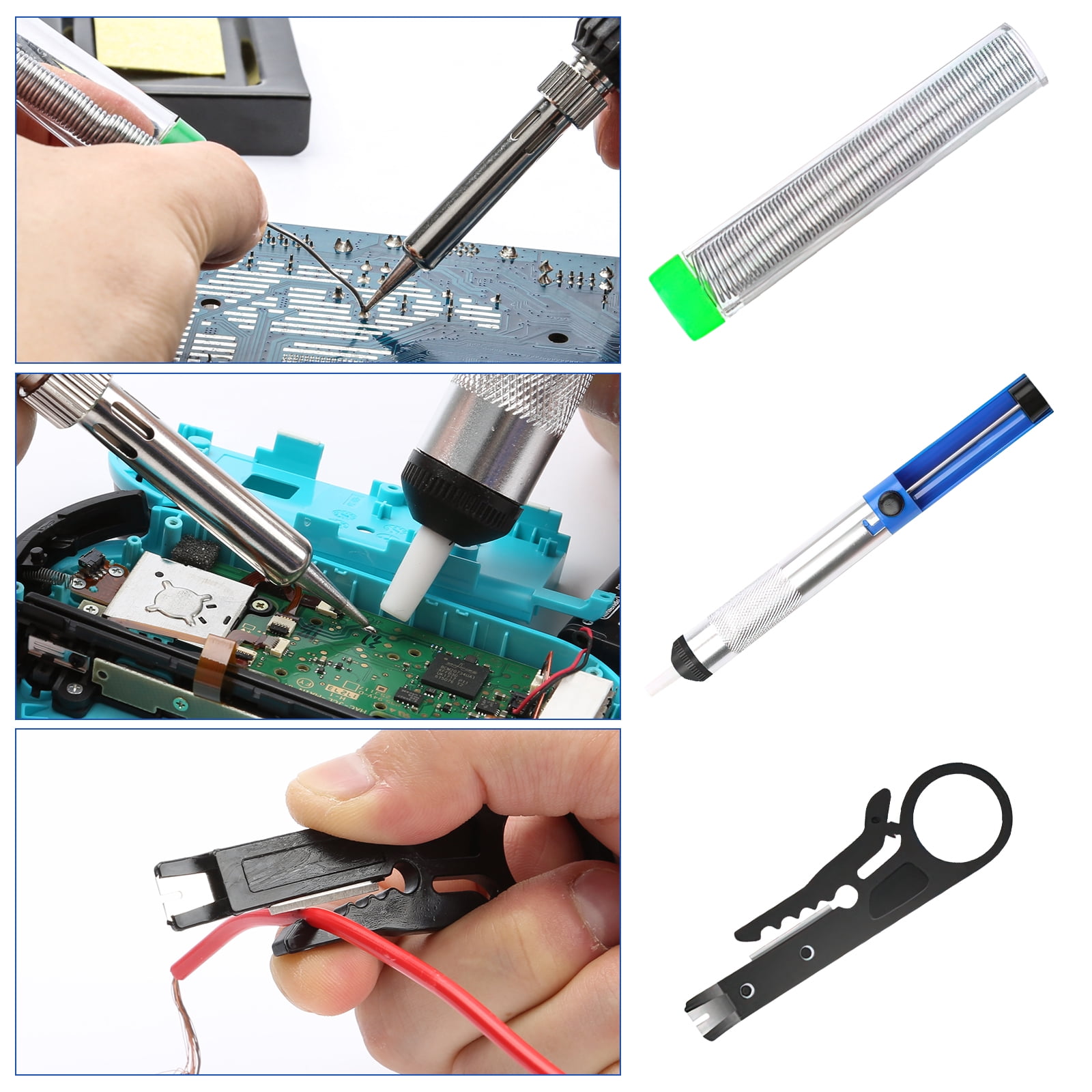 Kingsdun Soldering Iron Kit, 60W LCD Digital Soldering Gun with Adjustable Temperature Controlled and Fast Heating Ceramic Thermostatic Design ON-Off Switch 15pcs Welding Tool