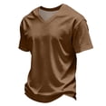 thumbnail image 2 of Hearthz Mens Shirts Casual Moisture Wicking Breathable Mens Athletic Shirts V Neck Men Shirts Short Sleeve Basic Baseball Jersey Brown XXXL, 2 of 7
