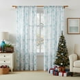 thumbnail image 7 of Bohogeo Teal Floral Leaf Print Poly Sheer Curtains with Linen Texture,2 Panels,84 inches in Length,Light-Filtering Privacy-Friendly Window Drapes with Rod Pocket for Living Room Decor,56W x 84L, 7 of 7