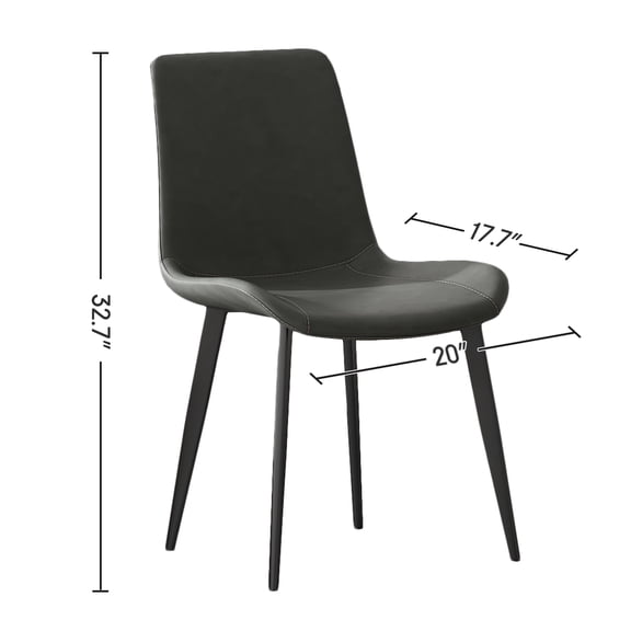 Aukfa Set of 4 Faux Leather Dining Chairs with Metal Legs, Modern Upholstered Kitchen Side Chairs for Home Kitchen,Gray
