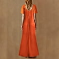 thumbnail image 6 of LLYwey Plus Size Maxi Dresses for Women 2025 Wedding Guest Long Dresses Casual Summer Solid Color V-Neck Short Sleeve Sundress, I-48, Orange, 5XL, 6 of 7