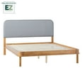 thumbnail image 6 of Walker Edison Contemporary Wood Queen Bed with Curved Upholstered Headboard - English Oak/Grey, 6 of 13