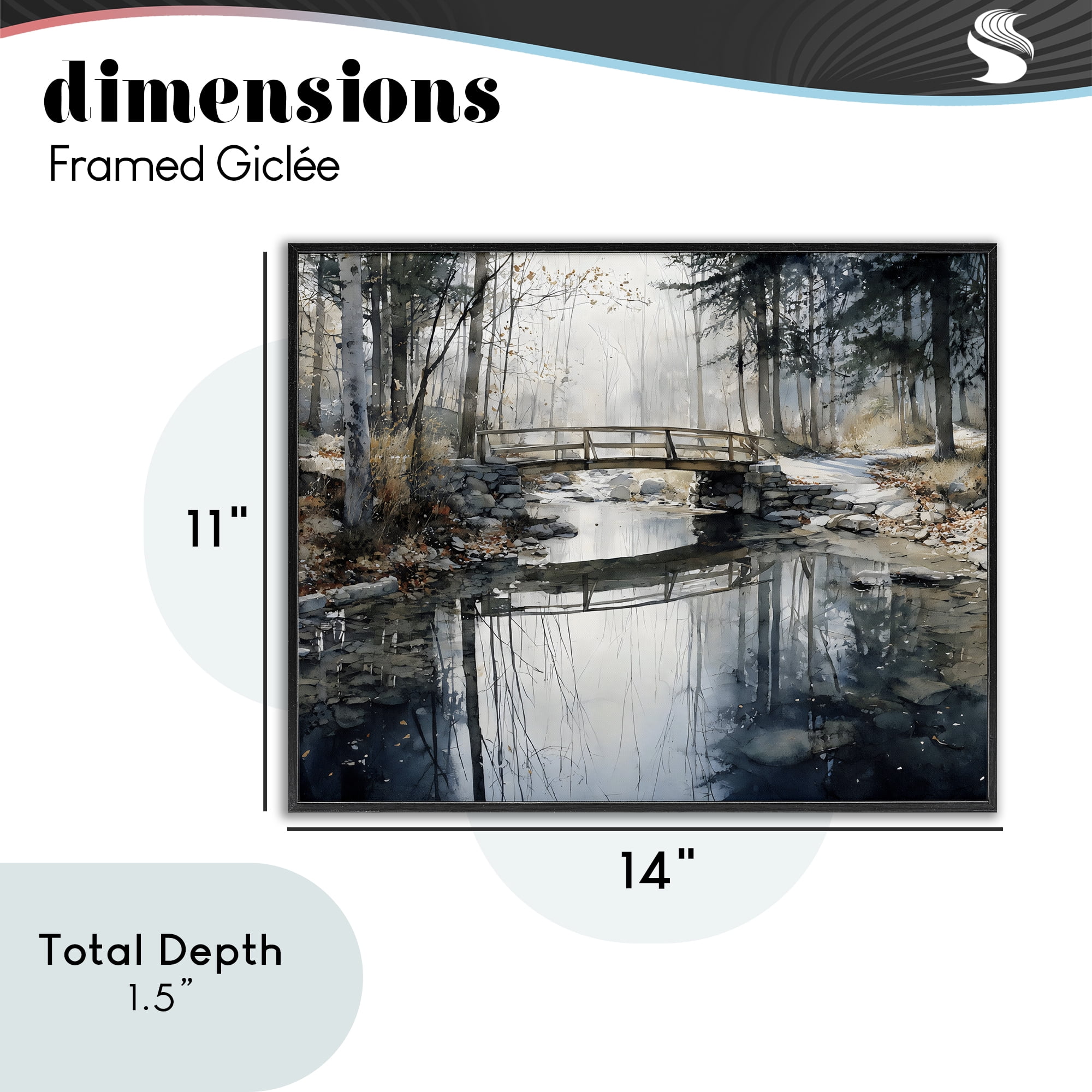 Stupell Industries Stone Bridge over Stream Black Framed Giclee Art, design by Franklyn Gregory