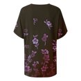 thumbnail image 3 of Gibobby Camisetas de verano para mujer Camiseta suelta informal con cuello en V para mujer, blusa manga corta con estampado(Morado,CH), 3 of 4