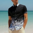 thumbnail image 2 of LMOIPLI Men's Summer Striped Shirts Button Down Short Sleeve Beach Vacation Hawaiian Shirt Casual Stylish Gradient Tops Black XL, 2 of 9