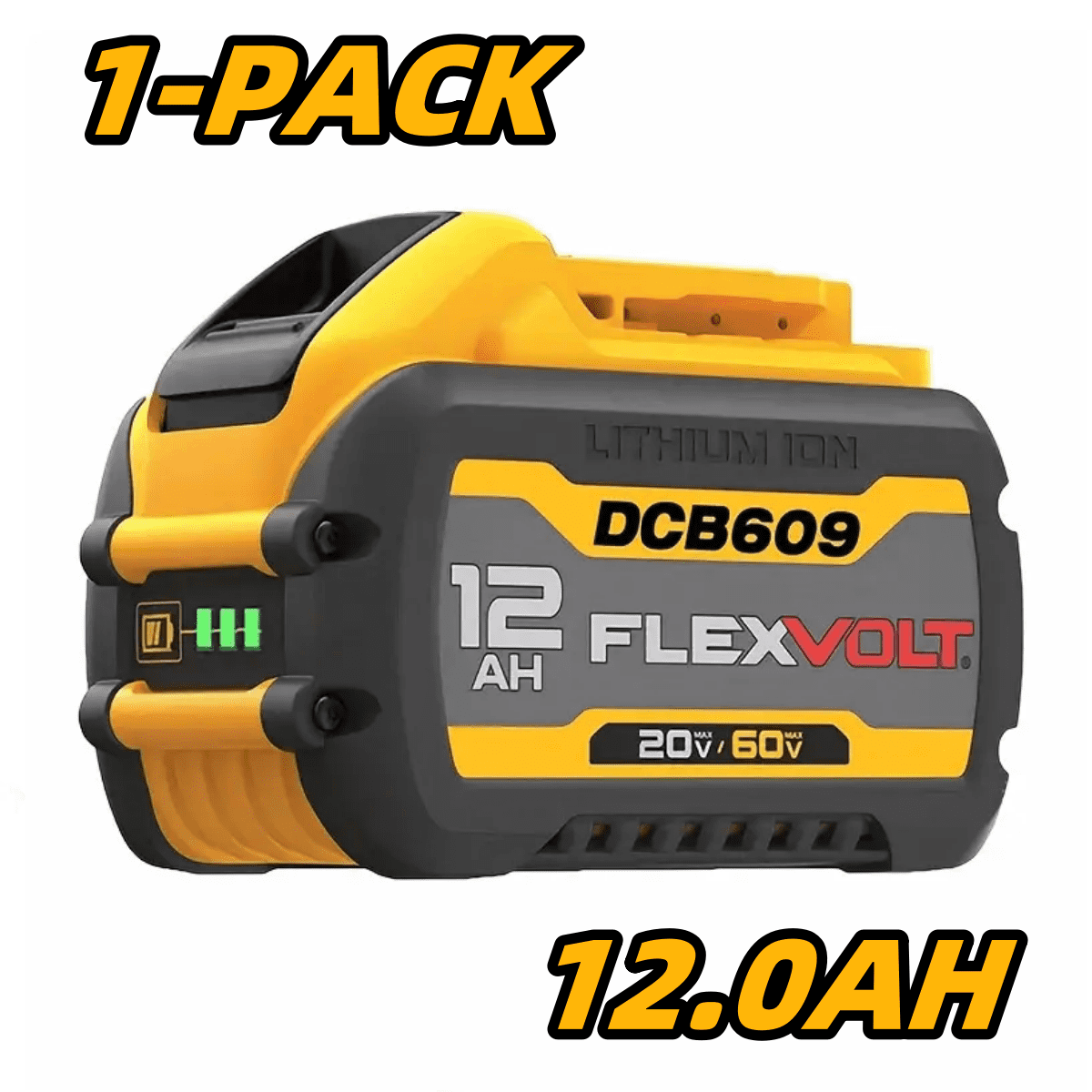 4-Pack 12.0Ah Replacement Battery For DEWALT 20V/60V MAX – Compatible With DCB606, DCB609, DCB612, LED Indicator, Multi-Protection
