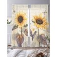 thumbnail image 3 of Farmhouse Sunflower Sheer Curtains 84 Inch Long 2 Panels, Vintage Flower Butterfly Plant Retro Light Filtering Rod Pocket Semi Sheer Curtains, Sheer Voile Drapes for Living Room Bedroom, 52"x84", 3 of 5