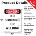 thumbnail image 2 of No Smoking Or Welding OSHA Danger Aluminum Sign 18 Inch x 12 Inch - 5 Pack, 2 of 8