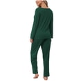 thumbnail image 2 of SHTXOZHI 2 Piece Pajama Sets for Women Long Sleeve V Neck Tops Wide Leg Pant Lounge Outfits, 2 of 6