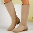thumbnail image 2 of WAVSUF Women's Mid Calf Suede Boots Wide Width Soft Sole Round Toe Winter Daily Chunky Boots Brown 5.5, 2 of 9