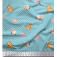 thumbnail image 1 of Soimoi Polyester Crepe Fabric Circle,Pig & Sheep Kids Printed Fabric 1 Yard 52 Inch Wide, 1 of 3