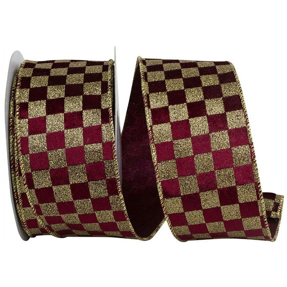 Reliant Ribbon - 94210W-096-40F, Ribbon, Burgundy/gold, 2-1/2 Inch, 10 Yards