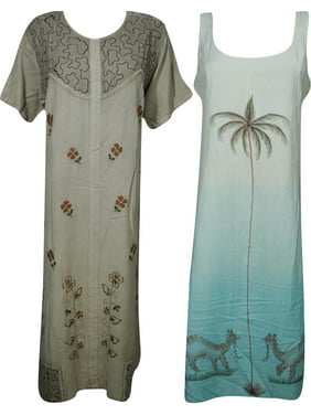 Mogul Womens Bohemian Dresses Resort Wear Evening Summer Fashion Casual Sundress Wholesale Lot Of 2