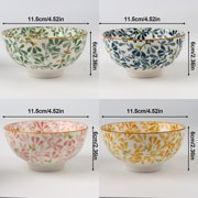 4-Color Porcelain Bowls | Lead-Free Underglaze Design️ | Microwave & Dishwasher Safe | Comfortable to Hold🤲 | Elegant Floral Pattern