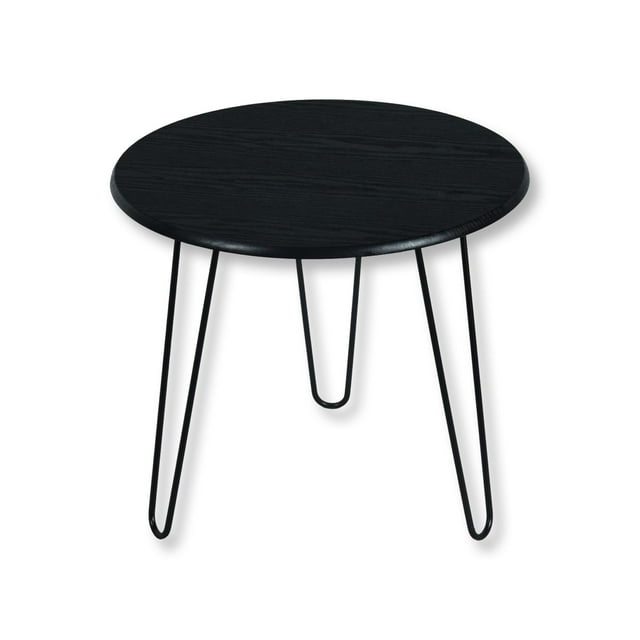 ITY International - Round Side Table, Made of MDF, 19" x 16.5", Black