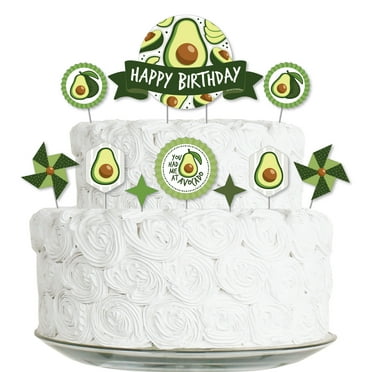 Big Dot of Happiness Hello Avocado - Fiesta Birthday Party Cake Decorating Kit - Happy Birthday Cake Topper Set - 11 Pieces