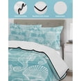 thumbnail image 4 of Quilts Full Size Bedding Set, Turquoise Coastal Lightweight Quilted Comforter, Nautical Coral Starfish Shell Seahorse Ocean Soft Bedspread Coverlet with Pillow Covers for All Season, 78" x 90", 4 of 7