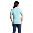 thumbnail image 2 of IBKUL Women's Short Sleeve Zip Mock Neck Shirt, Color: Seafoam, Size: M, 2 of 4