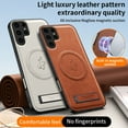 thumbnail image 2 of ELEHOLD Leather Magnetic Case For Samsung Galaxy S25 Ultra, Stand Anti-Fingerprint Wireless Charging Shockproof Leather Stand Magnetic Case Cover For Samsung Galaxy S25 Ultra,Brown, 2 of 4