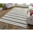 thumbnail image 5 of Feizy Duprine Transitional Stripes, Black/White/Ivory, 1'6" x 1'6" Swatch Easy Care Fade Resistant Stain Resistant Casual Geometric Design Carpet for Living Dining Bed Room, 5 of 10