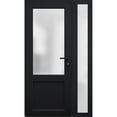 thumbnail image 4 of Front Exterior Prehung FiberGlass Door Frosted Glass / Manux 8422 Matte Black / Side Exterior Window / -W36+12" x H80"-Left-hand Inswing, 4 of 6
