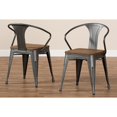 thumbnail image 7 of Set of 2 Baxton Studio Henri Vintage Rustic Industrial Style Tolix-Inspired Bamboo and Steel Stackable Side Chair Set, 7 of 7