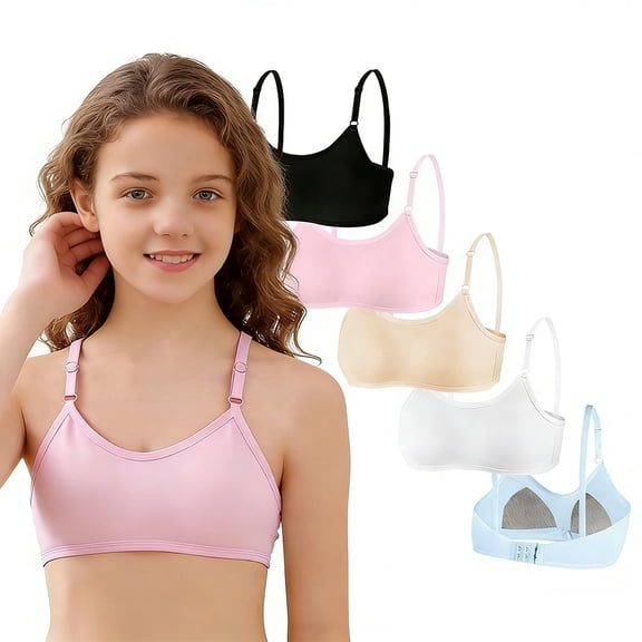 Big Girls Cotton Training Bras Wireless Light Padded Adjustable Straps Smooth Edge Comfortable Stretchy Kids Bras 10-14 Years