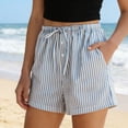 thumbnail image 2 of Sentmoon Shorts pour Femmes Taille Haute Shorts de Plage Extensibles à Imprimé Rayé Coupe Régulière Shorts de Gym pour Femmes avec Poches Ravissants pour le Camping et la Randonnée Essentiels de Plage pour la Famille P-3TG, 2 of 7