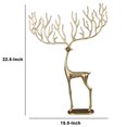 thumbnail image 4 of Metal Standing Reindeer Accent Decor with Big Antlers, Large, Gold, Saltoro Sherpi, 4 of 5