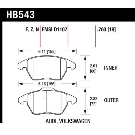 Hawk Audi A3 Quattro / VW EOS / Golf / Jetta / Passat / Rabbit HPS Front Brake