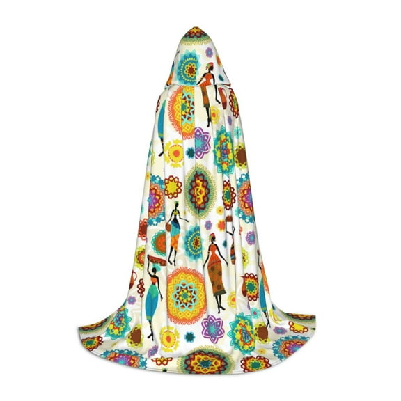 Honeii Beautiful African Womens Print Poncho Cape, Cloak Coat, Snuggly Hooded Wearable Blanket, Hooded Cape For Teenagers,Halloween Costumes-Small