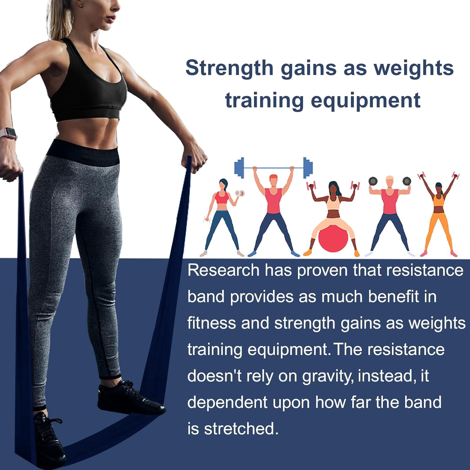 JJEAN-Resistance Bands,Professional Long Non-Latex Elastic Stretch Bands,Exercise Bands for Physical Therapy, Yoga, Pilates, Rehab, at-Home or The Gym Workouts, Strength Training