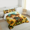 thumbnail image 4 of Homewish Cute Highland Cow Queen Comforter Set,Farm Highland Cattle Bedding Sets,Yellow Sunflower Blue Bow Tie Bedding Comforter Set For Girl Boys,Ultra Soft Home Decor Reversible,3pcs, 4 of 9