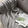 thumbnail image 4 of Navy Throw Blanket Textured Solid Soft Sofa Couch Decorative Knitted Blanket, 50" x 60" Navy, 4 of 5